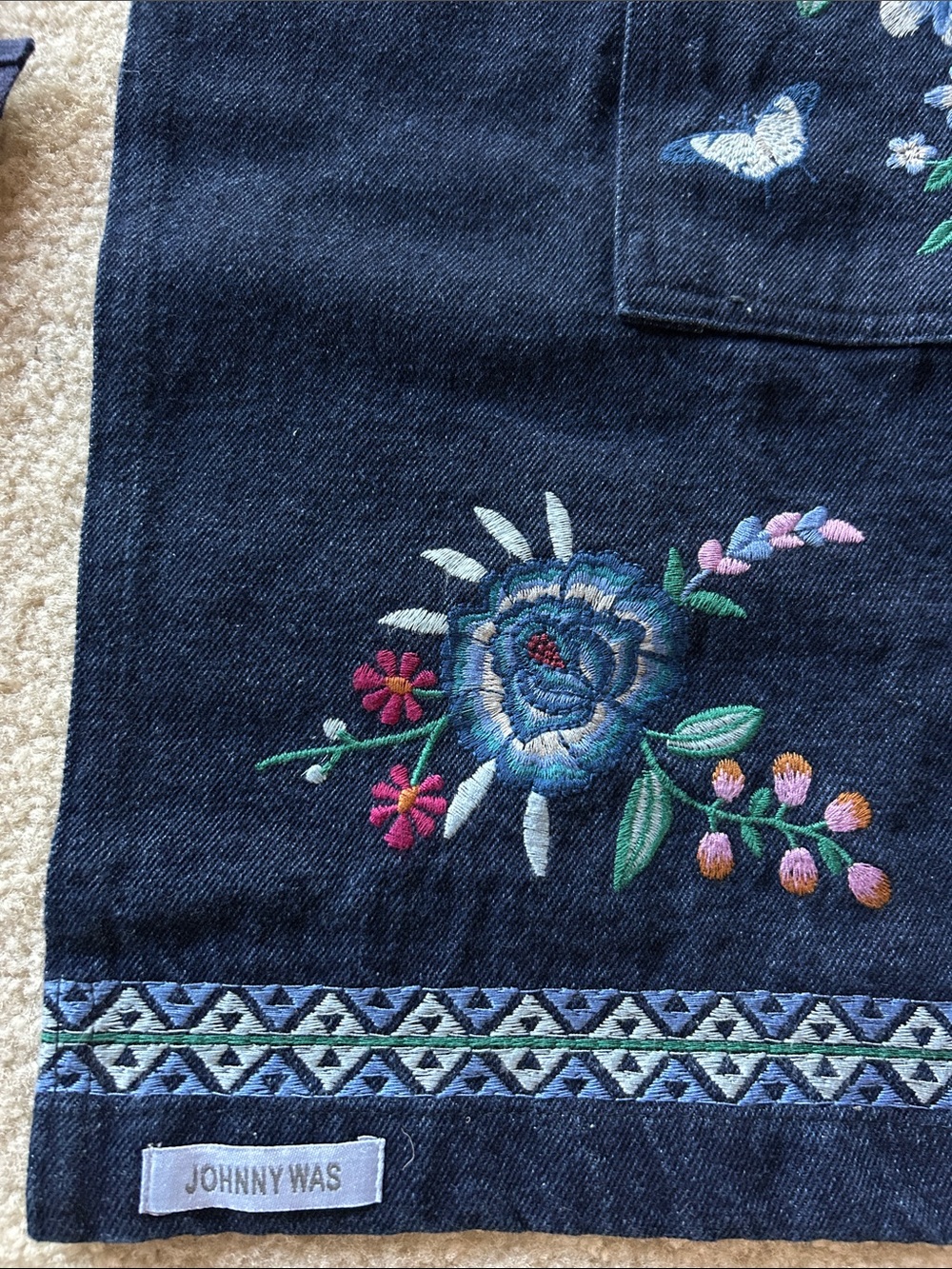 Johnny Was Taymia Embroidered Denim Apron - Picture 12 of 12